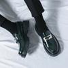 Fashion 2024 New Ink Green Leather Thick Bottom Shoes Business Dress Shoes Round-toe Shoes Gentleman Formal Dress Oxford Evening Shoes