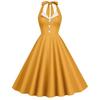 Vintage Style Backless Splice Satin Dress With High Waist For Romantic Holidays