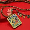 Regong Hand-Painted Gold-Inlaid Eight Protectors Thangka Zodiac Buddha Amulet Necklace Pendant