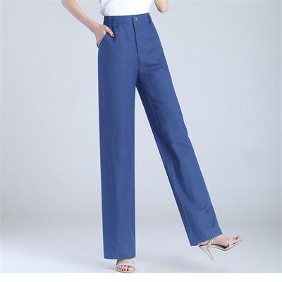 Harajuku Sommer OL Büro hohe Taille Damen Baumwolle und Leinen breites Bein Capris Hose für Damen Baggy Hose Damenhose