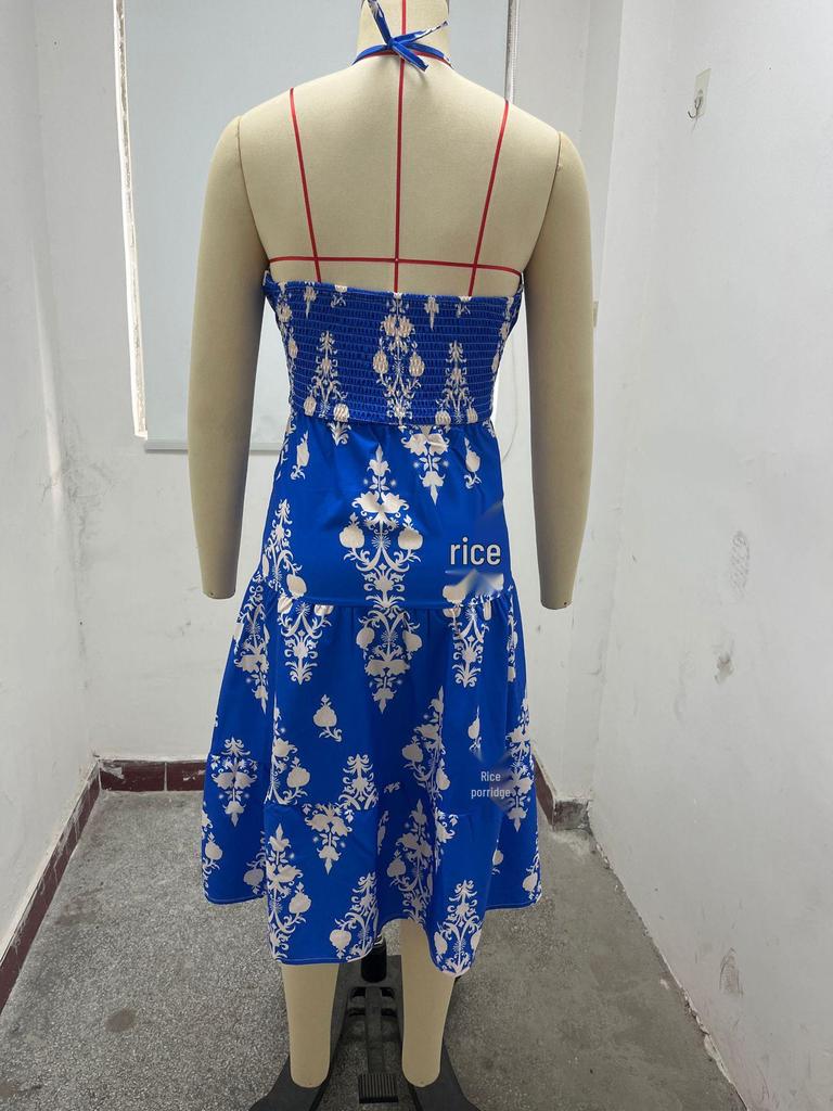 Summer Sexy Off-the-Shoulder Halter Neck Women's Dress