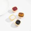 SHIXIN Vintage Exaggerated Square Acrylic Rings for Women Trendy Metal Open Ring Unique Couple Party Banquet Jewelry Accessories