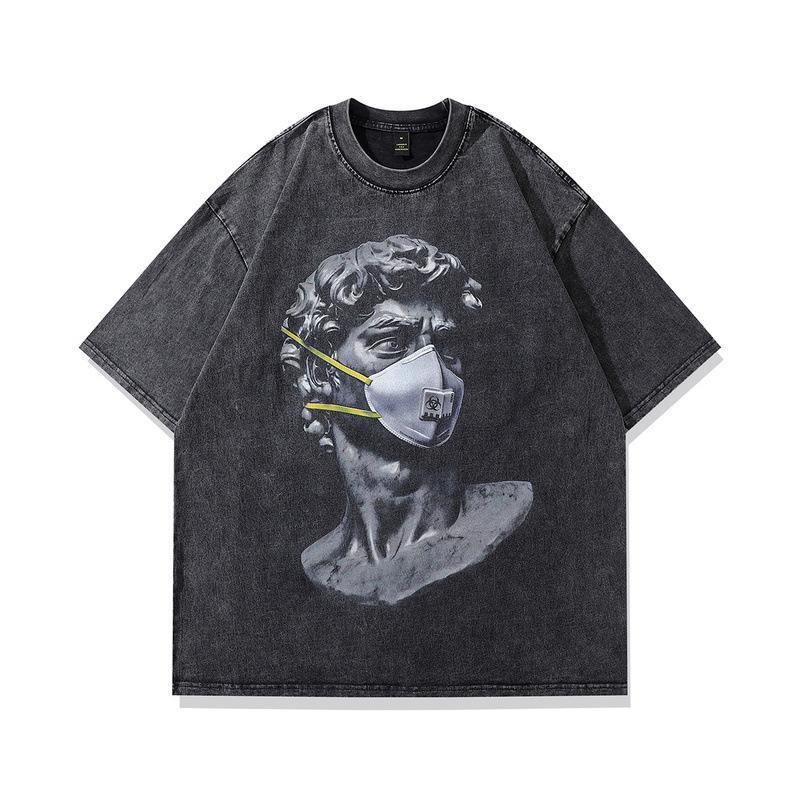 European And American Street Punk Animation Printed Short-Sleeved T-Shirt Men'S And Women'S Vintage Hip-Hop Half-Sleeved T-Shirt Tide