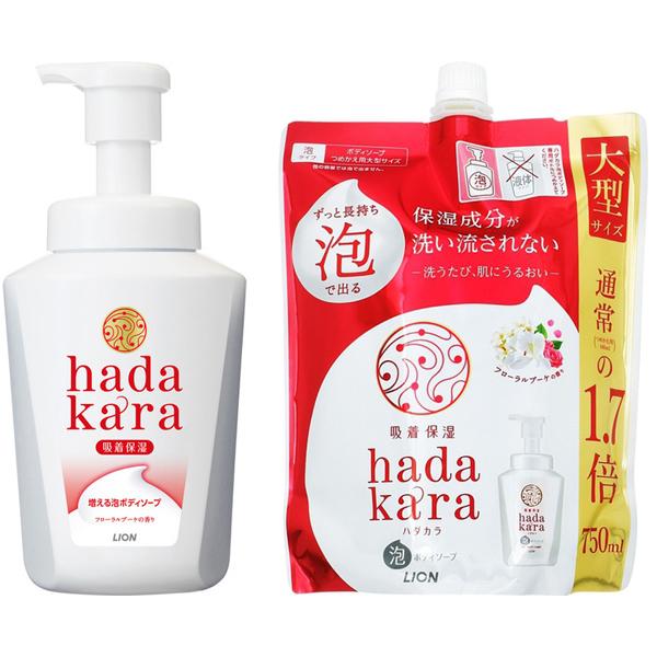 

[Корзина Raku Raku] Lion Hadakara Мыло для тела Пена Типа Цветочный Букет Аромат Набор для замены тела