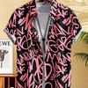 Casual Men's Letter Graffiti Print Short Sleeve Shirt