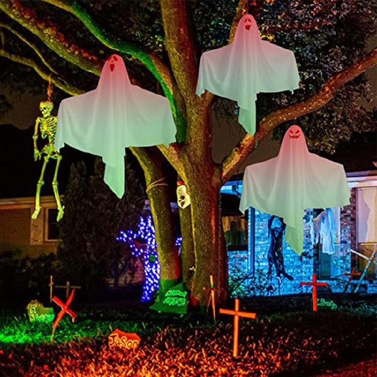 Ghostly Halloween Hanging Decor Light Up Ghost for Haunted House Decoration