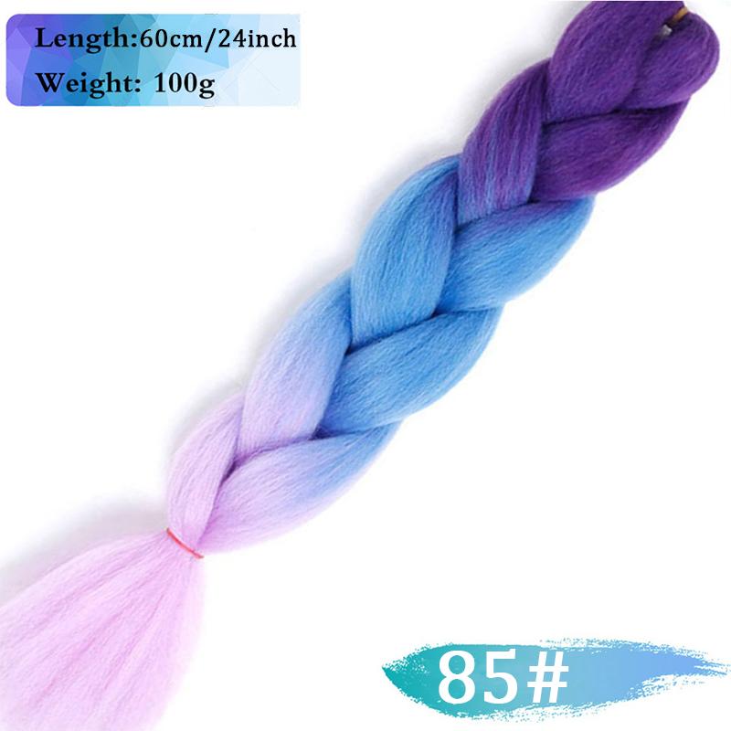 

24-дюймова в’язана триколірна триколірна перука з нарощеним волоссям із яскравою косою та хвостиком підходить для щоденного косплею та Хелловіна