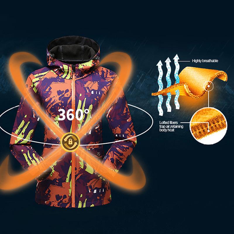 Men Women Outdoor Soft Shell Fleece Jacket Coat Ski Suit Warm Windproof Waterproof Breathable Camouflage