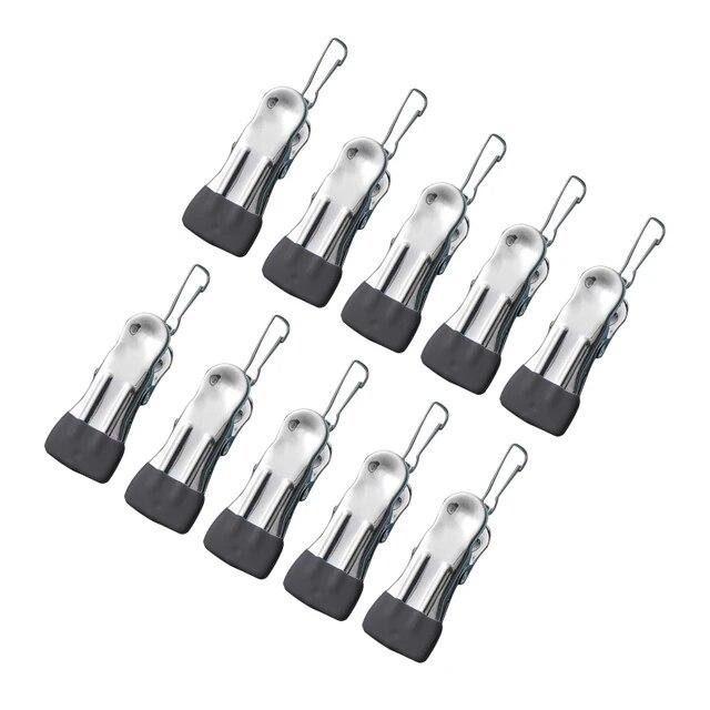10 szt. Klipsy do ubrań ze stali nierdzewnej Klamerki do prania Haczyk Przenośny Klips do wieszania ubrań Organizer do ubrań do szafy Wieszaki