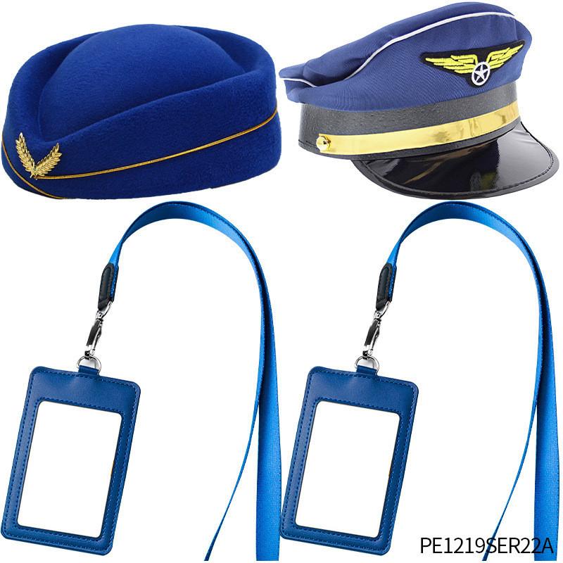 Pilot Attendant Flight Uniform Sunglasses Set Costume Accessories Cosplay Party