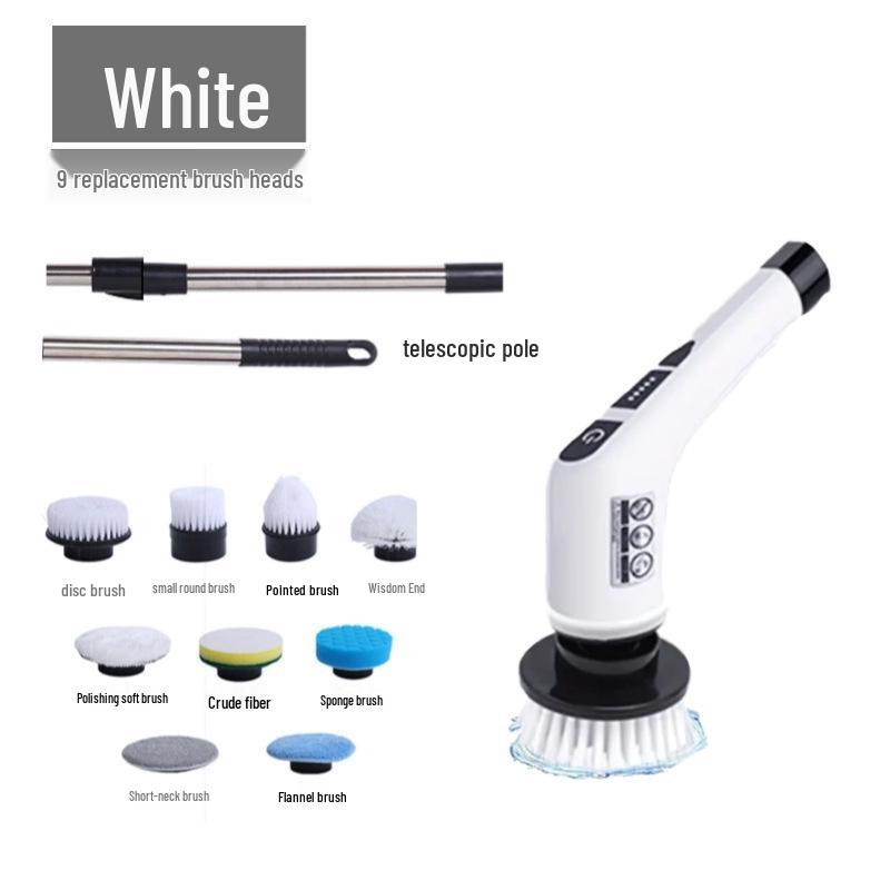 7-in-1 Cordless Electric Spin Scrubber with Retractable Long Handle.