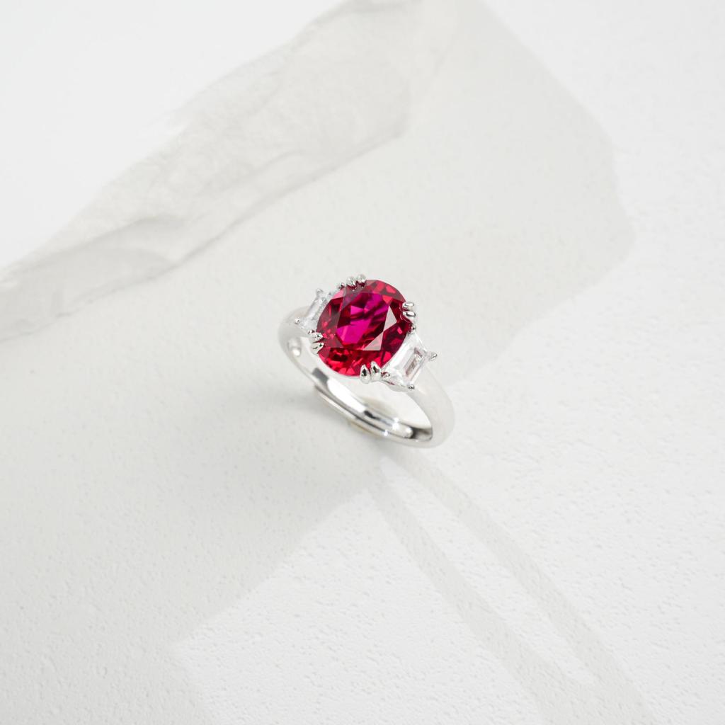 Zhou Hengfu s925 Sterling Silver Ruby Ring – European & American Designer Jewelry in Cultured Style