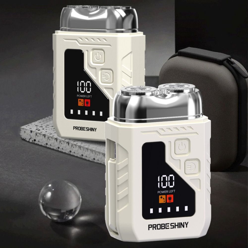2in1 Mini Electric Shaver Digital Display Portable Rotary Razor Smart Nose Hair Clipper  Travel Use
