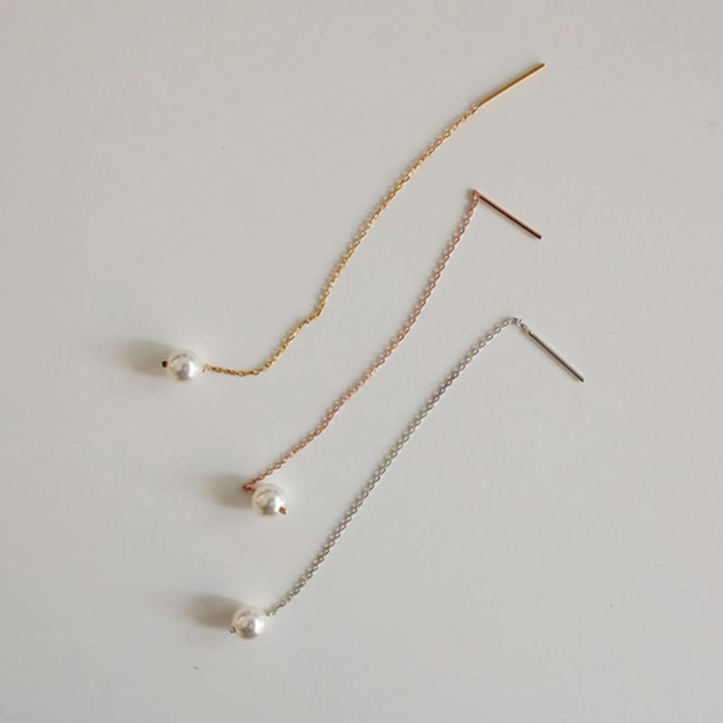Modernlike 14k Gold-filled Silver Long Pearl Drop Earrings