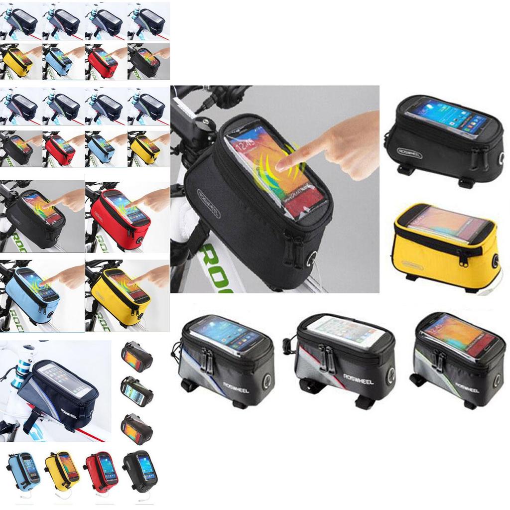 Durable Waterproof Cycling Bike Frame Pannier Bag With Touch Screen Phone Holder