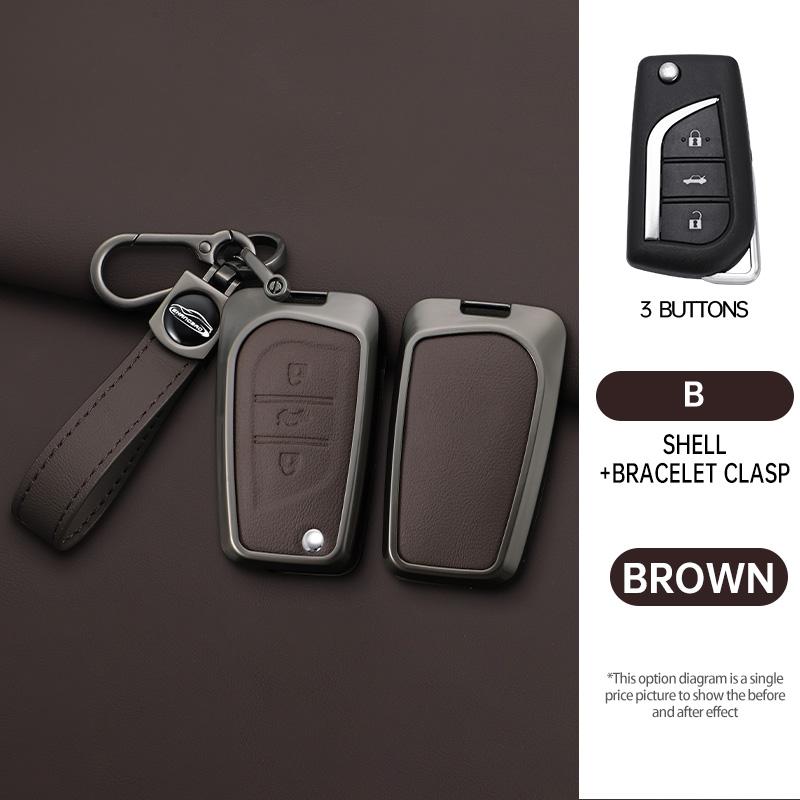2/3/4 Button Zinc Alloy Car Key Cover Case Auto Shell Holder Protector Fob For Toyota Aygo Yaris Highlander Camry Rav4 Keychain