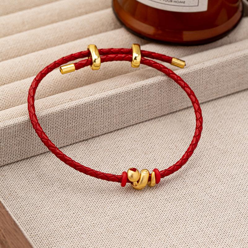 

Золотой Песок Зодиак Красная Веревка Плетеный Браслет - Ретро, Универсальная и Роскошная Серия