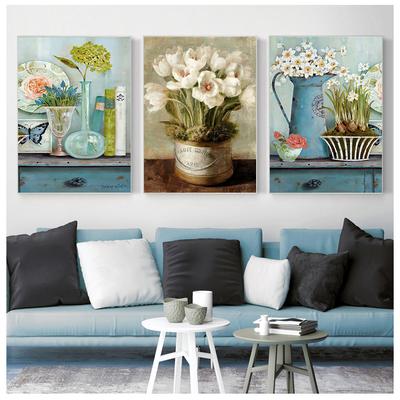 Vintage Flower Oil Painting, European Pastoral Home Decoration, Wall Art Painting, Nordic Minimalism