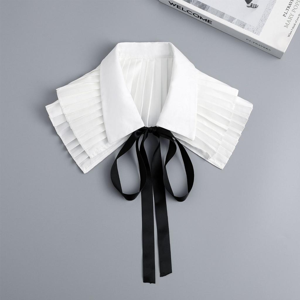 Women Lapel Shirt Detachable Collar White Shoulder Wraps Bowknots Fake Collar Classic Half Shirt Blouse Tops Female False Collar