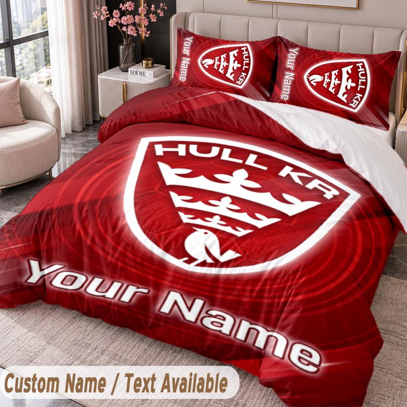 Hull KR Printed Bedding Set Custom Name Text 1 Duvet Cover 2 Pillowcases For Bedroom