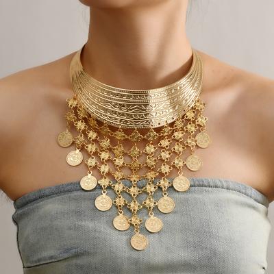 Bohemian Turkish Ethnic Gypsy Beach Choker Bib Mince Střapec Límec Náhrdelník pro Ženy Indické Torques Party Šperky Doplňky