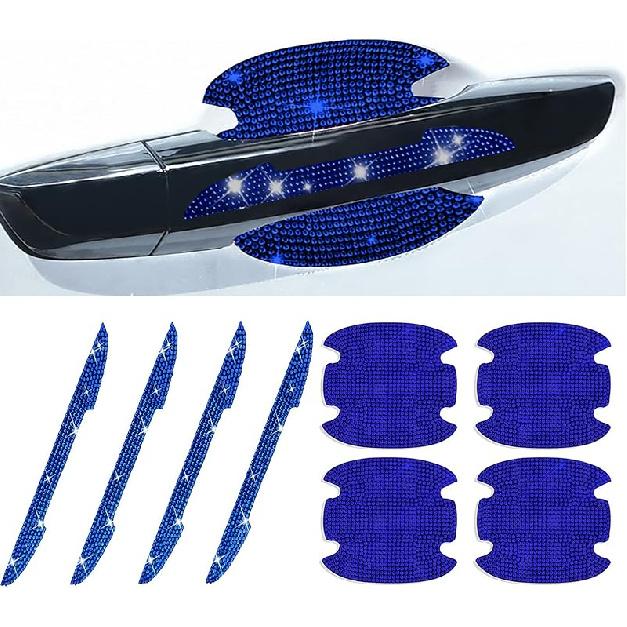 8Pcs Bling Rhinestone Car Door Handle Stickers Protector, Trim Auto Door Entry Guard Bling Stickers Car Accessories For Women And Men, Universal Car