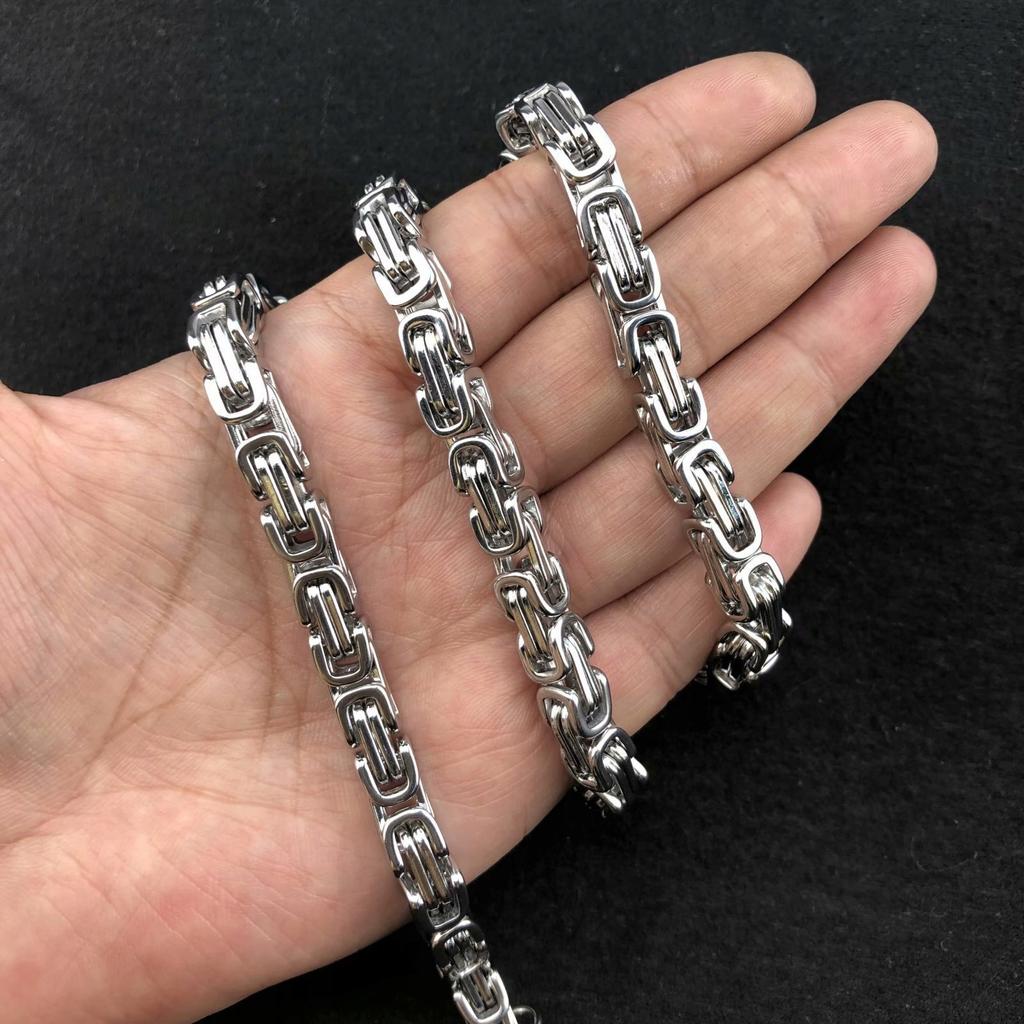 Silver Men' Bracelet THICK ROYAL Byzantine + FREE