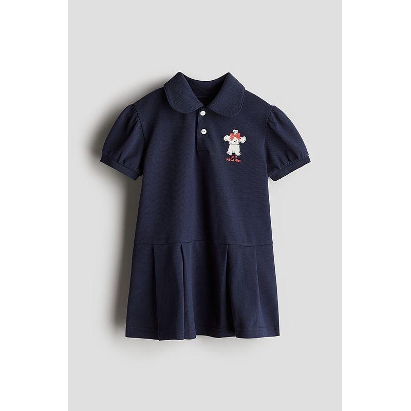 

HM 2025 Лето Новая Детская Одежда Платье-поло пике для девочки 1284299 Navy blue/Dog 73/48(6-9m)