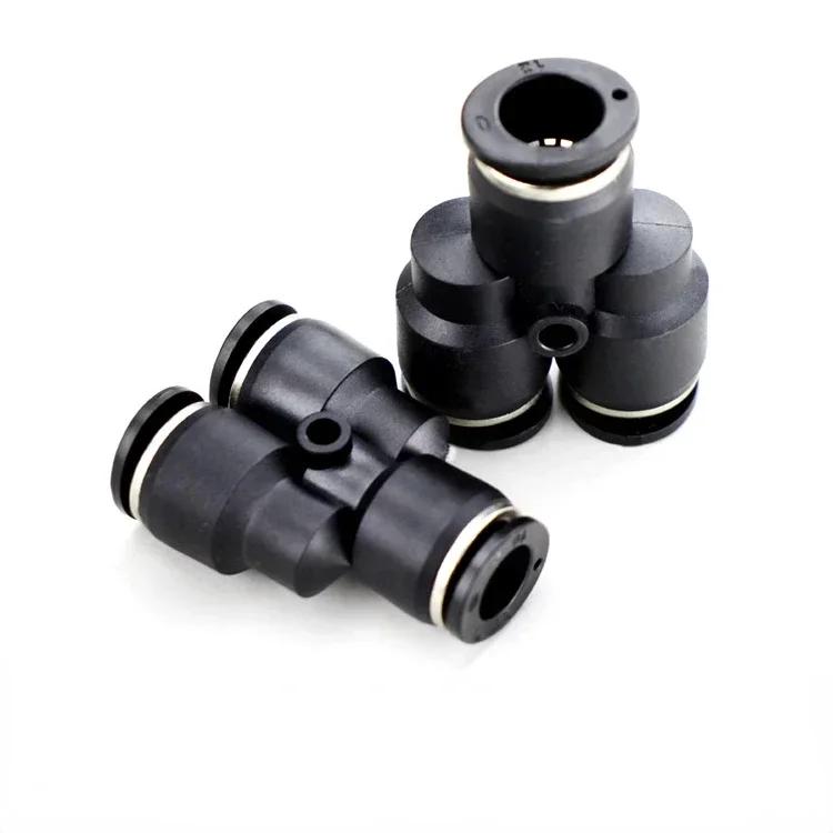 4 6 8 10 12 14 16mm PY PW Black Y-type Three Ways Pneumatic Air Fitting Quick Push To Connect Quick Release Variable 14-12 6-4