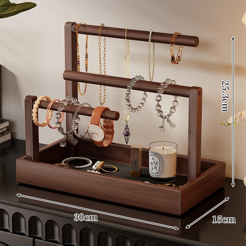 

Wooden Jewelry Showcase Stand Multilayer Jewellery Displays Rack Necklace Ring Storage Shelf Bracelet Trinket Organizer Holder