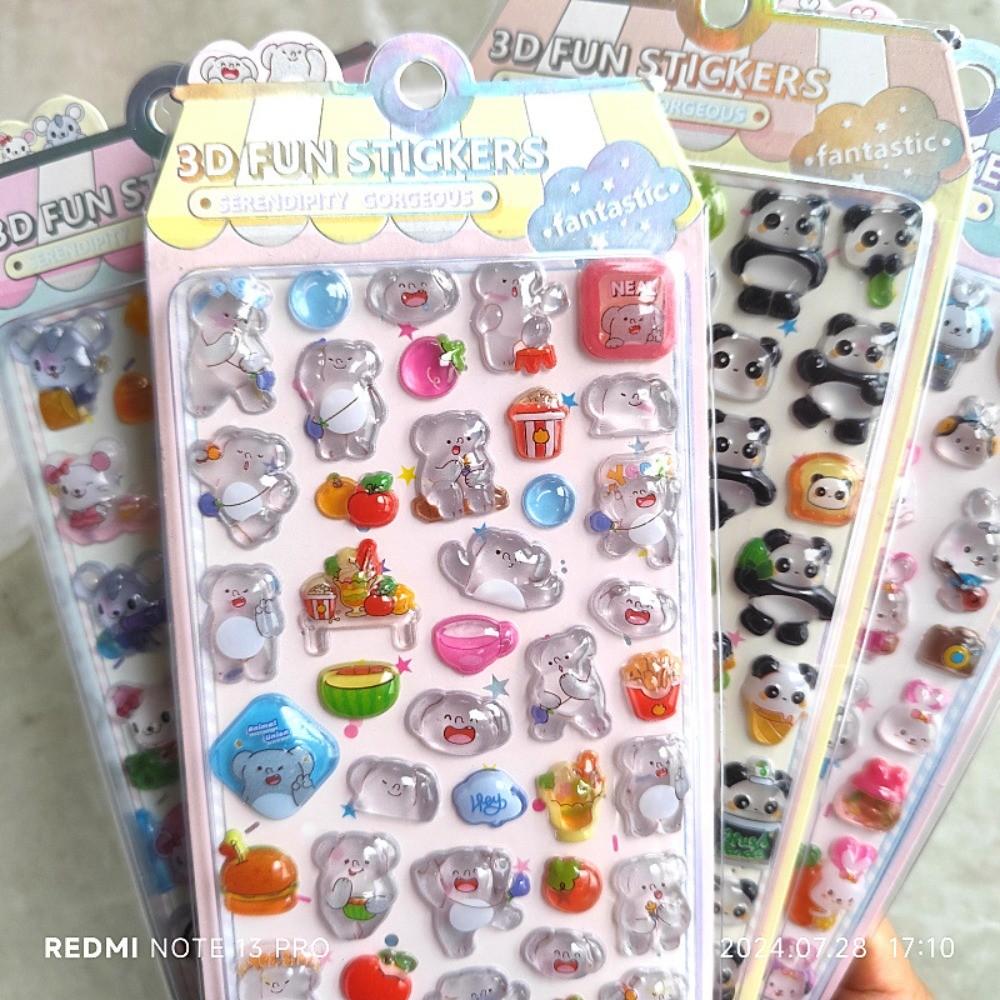 4-Piece 3D Embossed Crystal Animal Fun Stickers - Decorative Decals for Kids, Notebooks & Phone Cases BulingBulingStickers Store