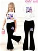 Nuovo Set Due Pezzi T-shirt a Maniche Corte con Stampa Anime Tre Ragazze Kpop + Pantaloni a Zampa Bambini Set Manica Corta per Ragazze