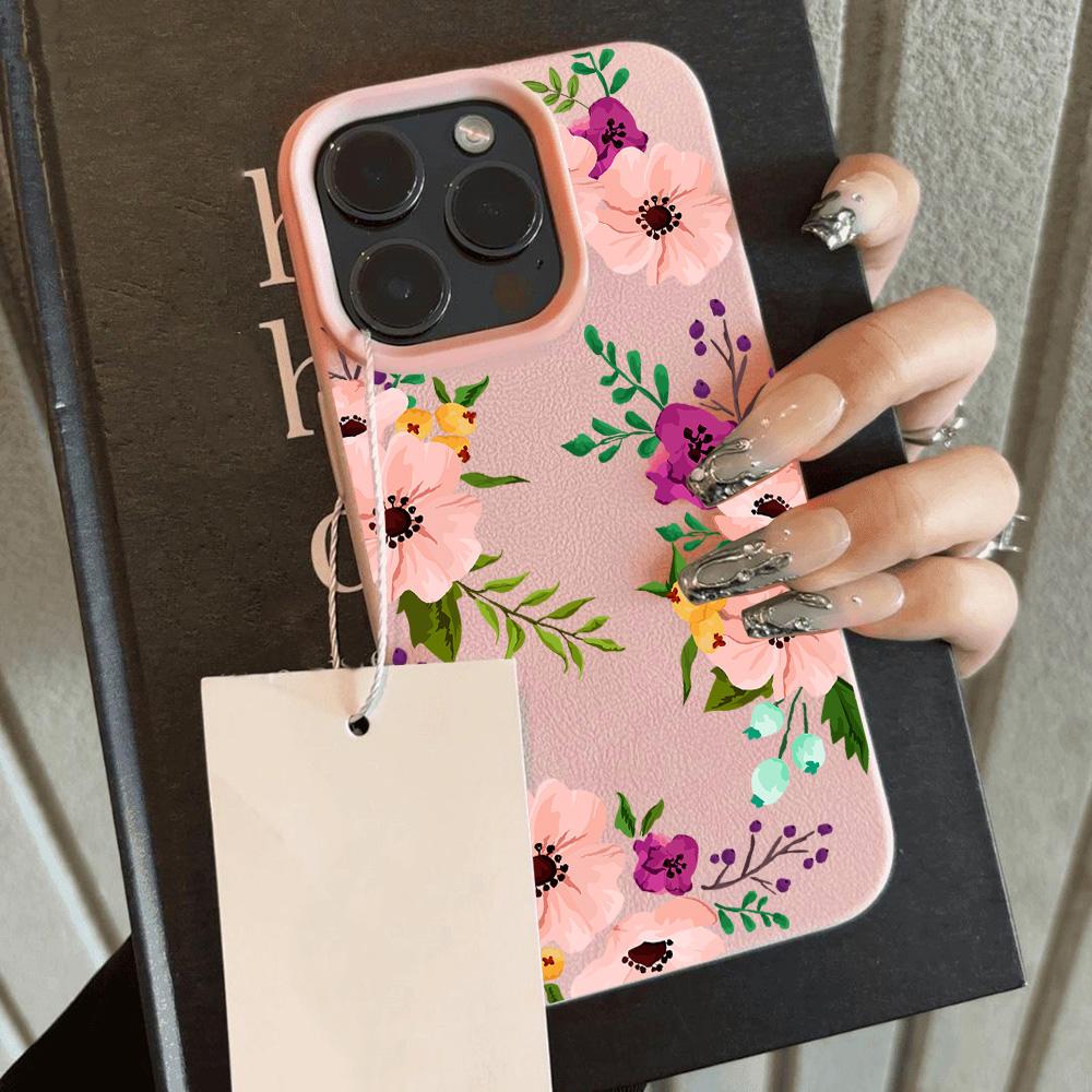 

INS Cool Flower Lily Luxury Lichee leather pattern Phone Case For Redmi A5 A3 A1 14C 13 12 12C 10 9 8 K60 Ultra Shockproof Cover Redmi 9A