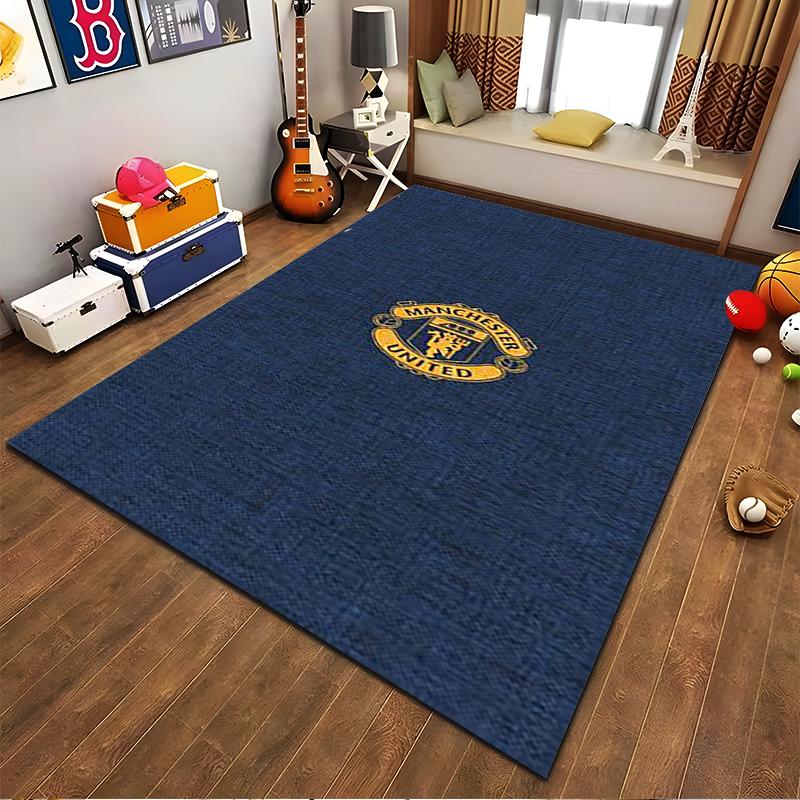 "Blue Carpet with Manchester United Logo Design for Living Room Decor" Suitable for use as an anti-slip for living room bedroom sofas