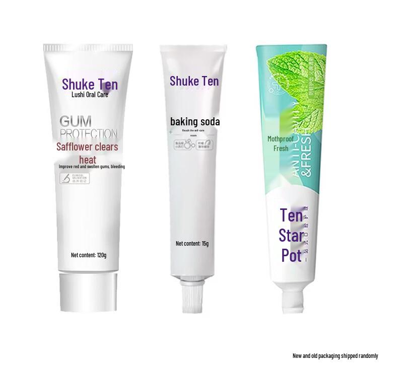 Suke Multi-Effect Toothpaste 3-Tube Bundle (Safflower, Anti-Cavity, Whitening) - 3 Packs