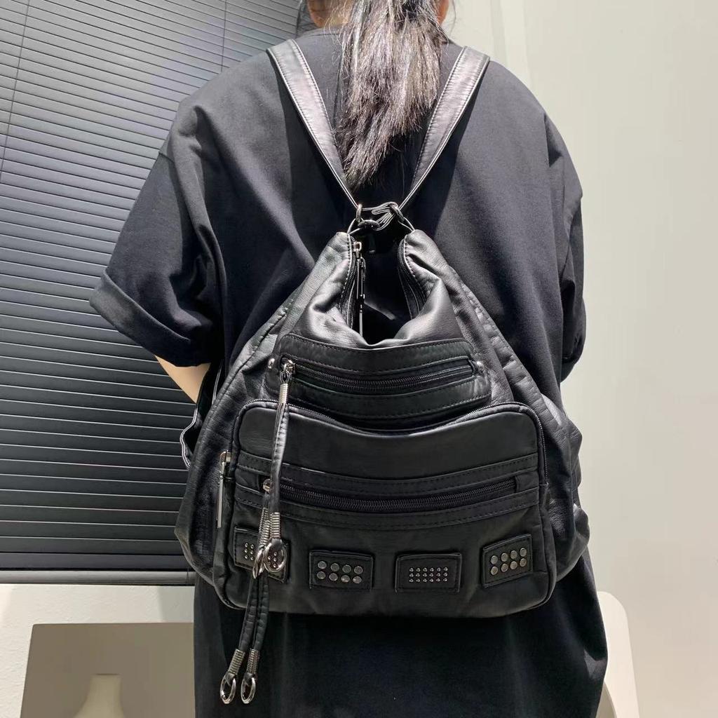 Ladies Spice Girl Shoulder Bag Large Capacity Washed Versatile Crossbody Backpack