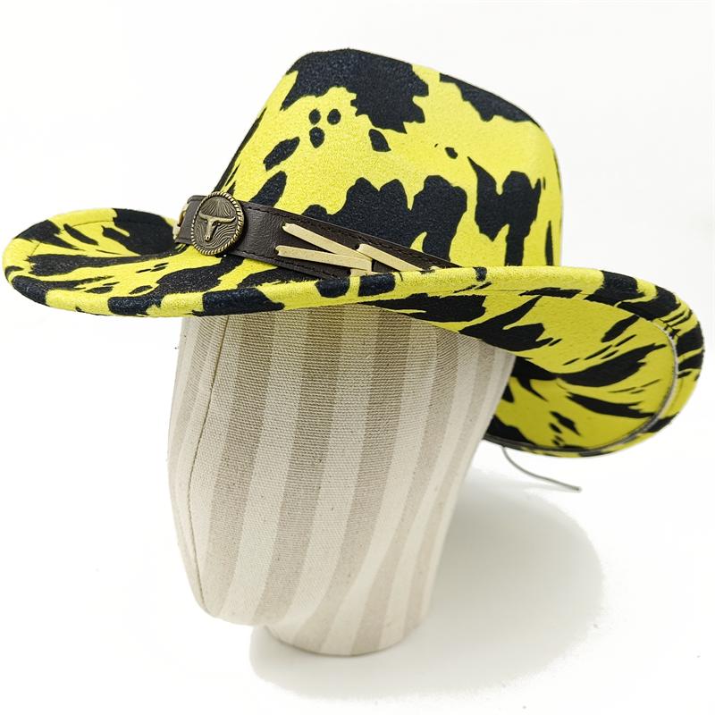 Dark purple Cowboy Hat New Jazz Knight hat cowboy hat monochrome felt hat men's and women's large brim outdoor hat