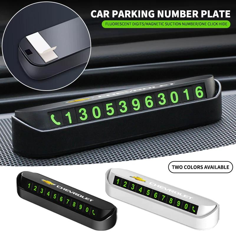 Luminous Car Temporary Parking Card Phone Number Plate For Chevrolet Colorado Cruze Spark Captiva Malibu Trax Aveo Camaro