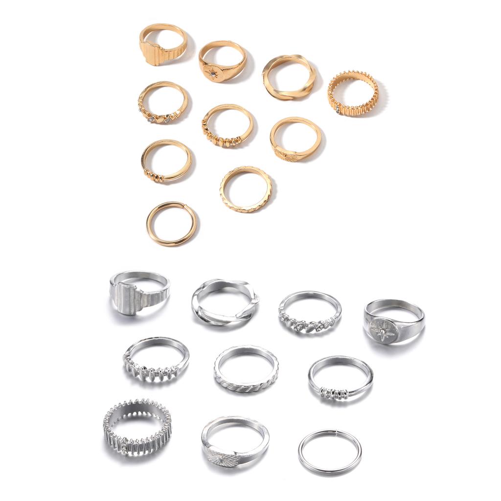 Finger Rings for Women Vintage Geometric Finger Rings Personality Band Stack Ring for Women Girls