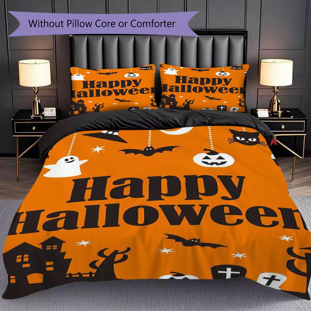 1PC Halloween theme pattern Bedding Quilt Set Quilt Cover Pillowcase Home Decoration Birthday Gift (1 * duvet cover + 2 * pillowcase, without core)