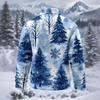 Men's Fall Winter Flannel Christmas Print Sweatshirt for Casual and Holiday Wear