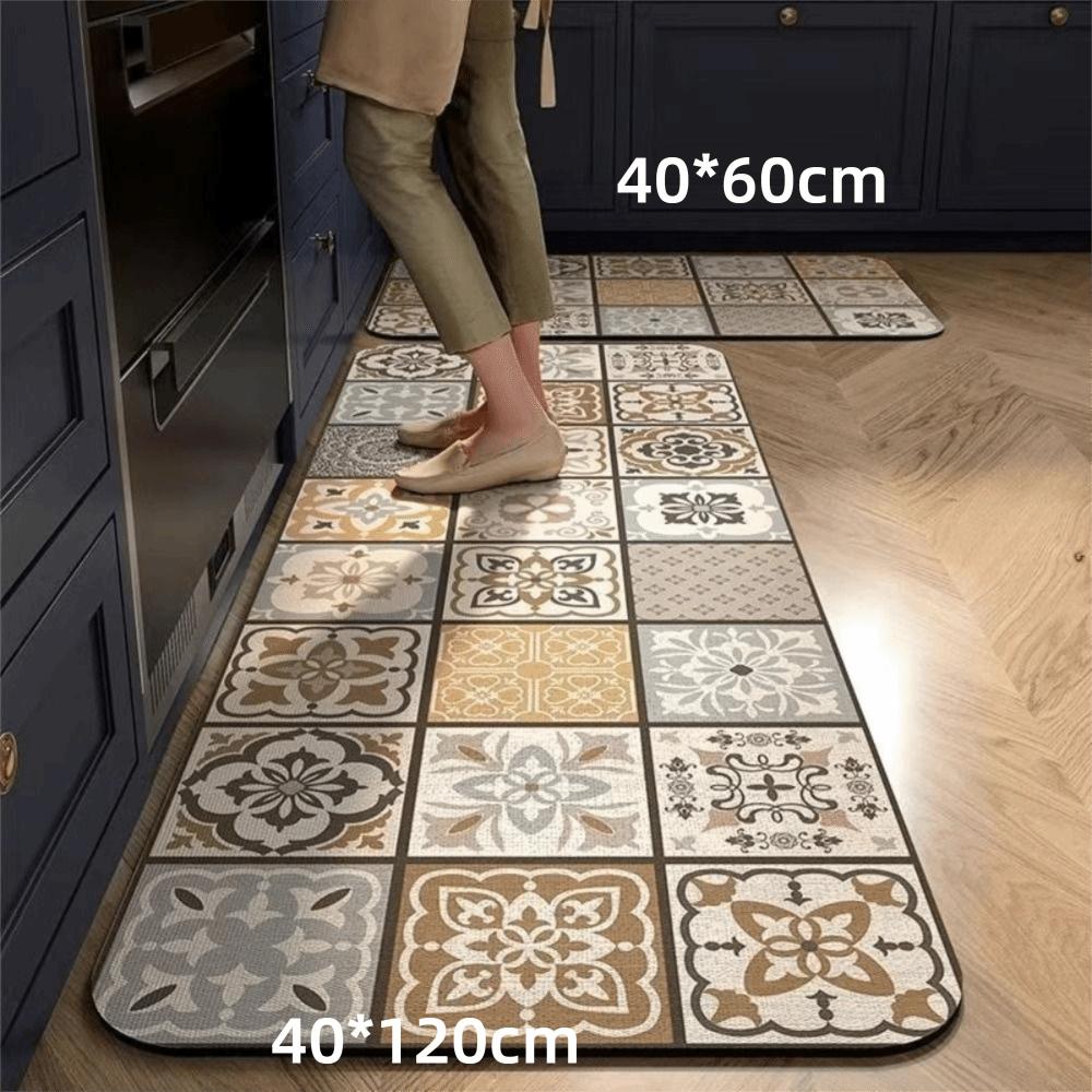 Retro Kitchen Floor Mat Quick-drying Doormat Durable Floor Rug  Household