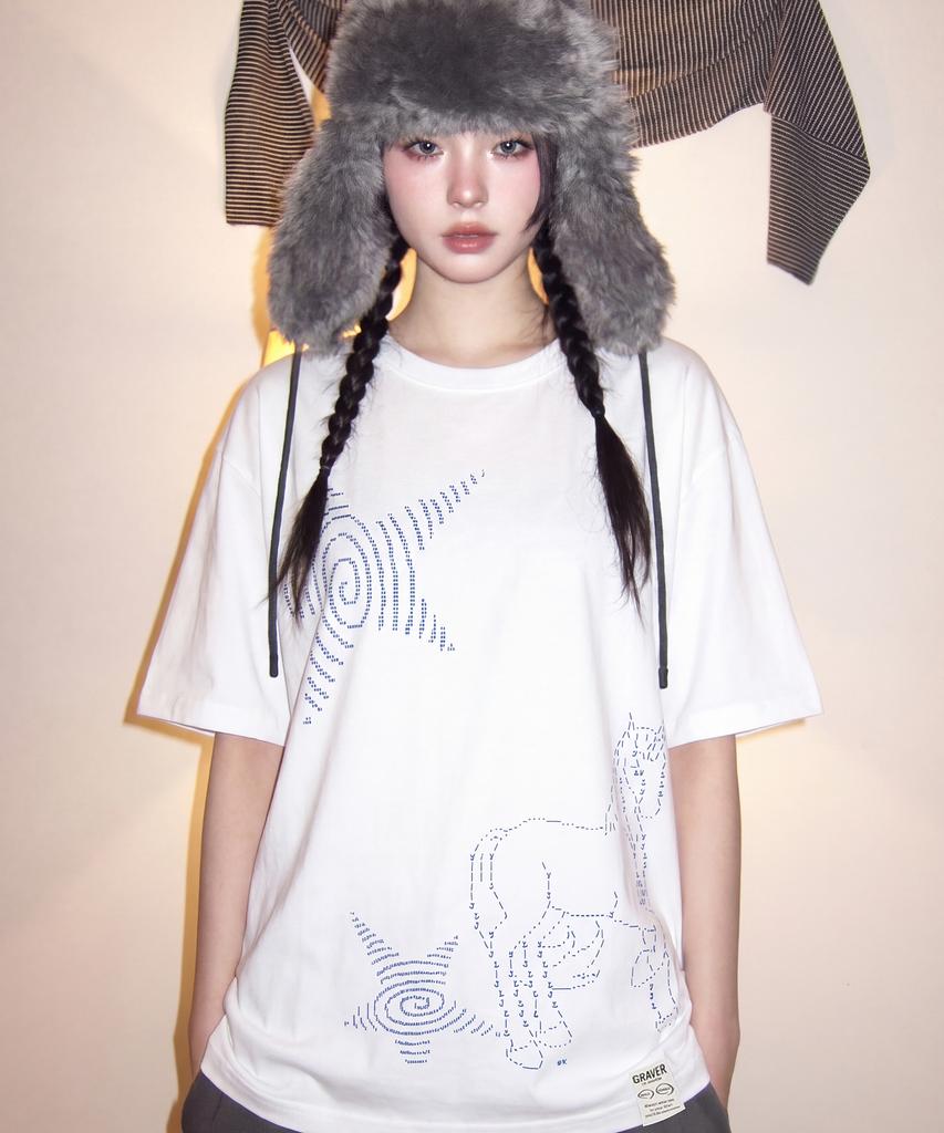 GRAVER [Unisex] Ascii Unicorn Short Sleeve T-Shirt_2 Colors