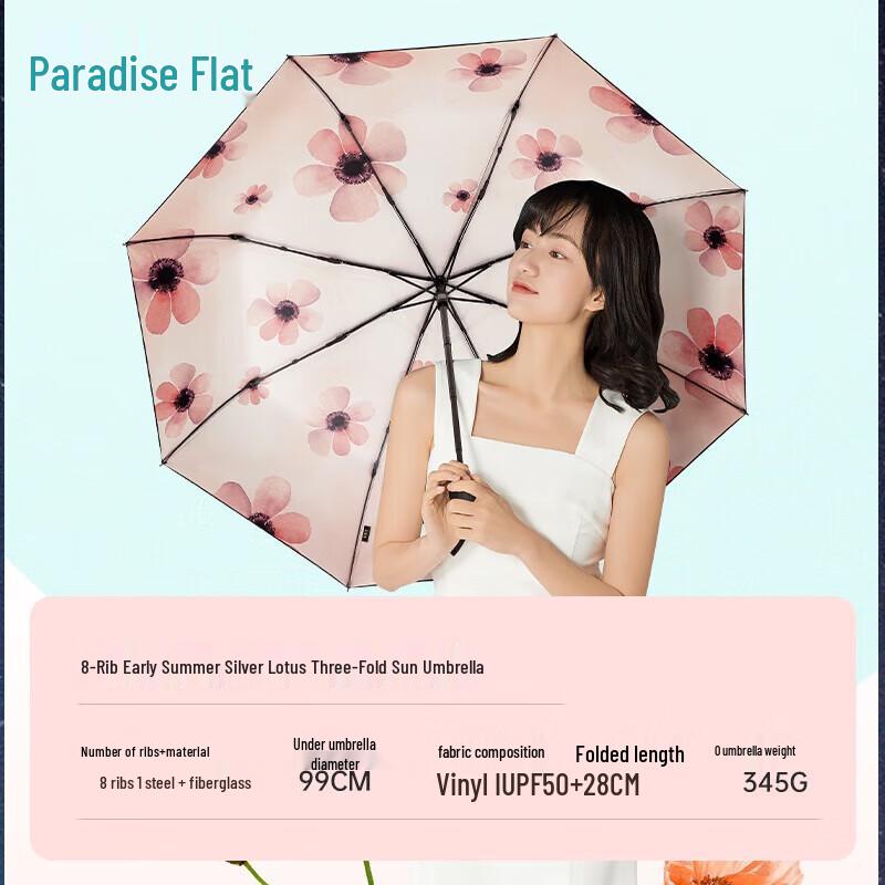 Heaven Umbrella Lightweight UV Protection 3-Fold Sun/Rain Umbrella