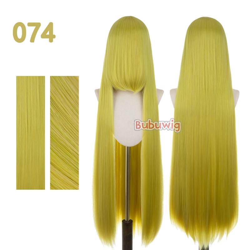 Bubuwig Synthetic Hair 100cm Long Straight Pure Color Cosplay Wigs Over 100 Colors Black White Red Blue Brown Wig Heat Resistant