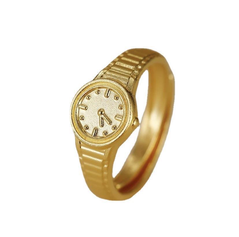 2023 Damen 24K Goldplattierter Offener Verstellbarer Uhr Weißer Ring