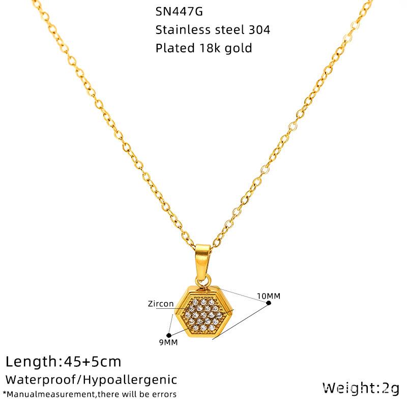 Premium Titanium Steel Necklace Female Simple Pentagram Geometric Diamond Clavicle Chain