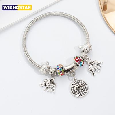 Fashionable and Creative Elephant Pendant Bracelet Women's Spring Elastic Animal Element Bracelet Jewelry Exquisite Gift