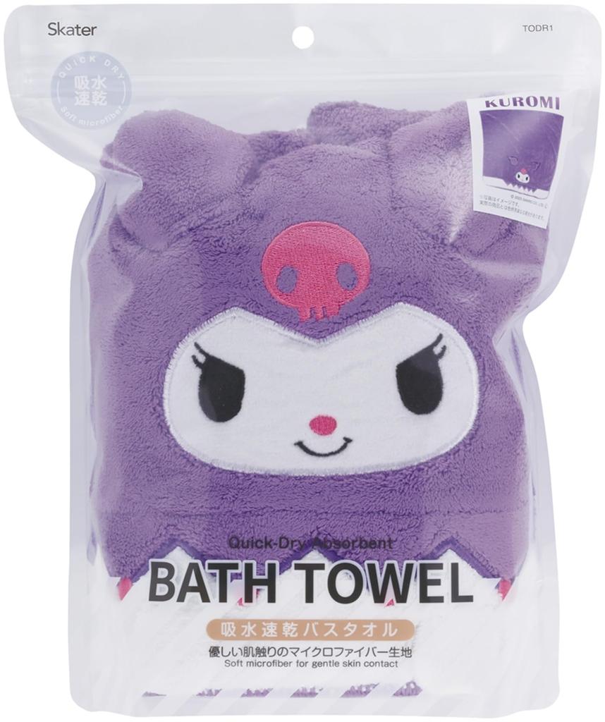 Skater Kuromi Sanrio Absorbent Bath 60cm x Quick-Drying Towel, 120cm, TODR1-A