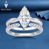1/2/3Carat Marquise Cut Moissanite Rings for Women   CopperSolitaire Diamond Ring Engagement Wedding Bands Jewelry